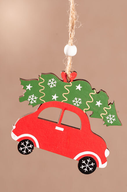 Dřevěné auto se stromkem 10 cm